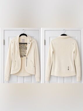 Triple Five Soul Cream Moto Sweatshirt Jacket Y2K Zip Up Small